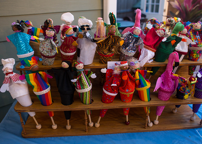 Handmade cone puppets by MJ Baker, a surface design, textiles artist.