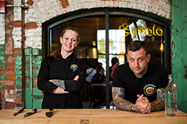 Ashley Simmons and Shaun Noonan with the popular Orlando vegan restaurant Dixie Dharma, now at Armature Works.