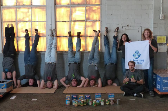 Handstands For Cans at the St Petersburg Free Clinic. 