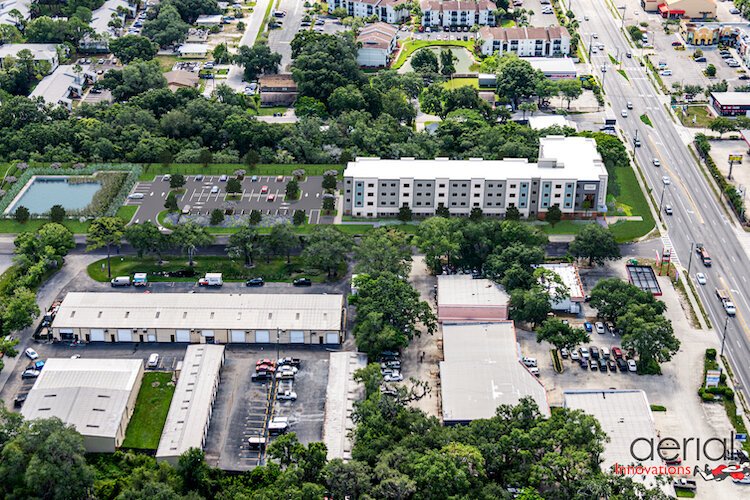 Aerial view of the land being used for new Uptown Sky development.