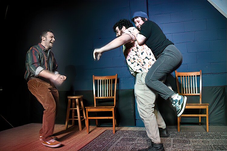 Alex Utz, Robert Ebeid, and Safa Farban perform  in “The French Connection (not the film, the experience)" at The Commodore in Ybor City.