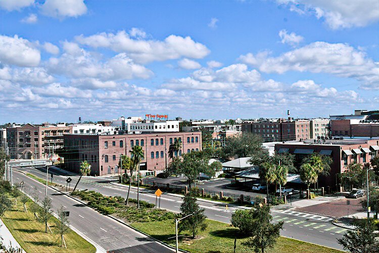 Looking toward the Ybor City Historic District from La Unión'sfifth-floor terrace