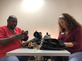 ECHO Handmade lead artisan, Roslyn Johnson, left, with ECHO Handmade coordinator, Jennifer Fesperman.