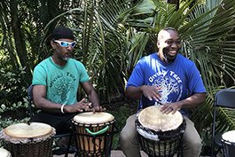 A drum circle at Free Museum Day at the Carter G. Woodson African American Museum.