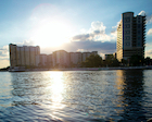 Water taxi view of Tampa skyline.