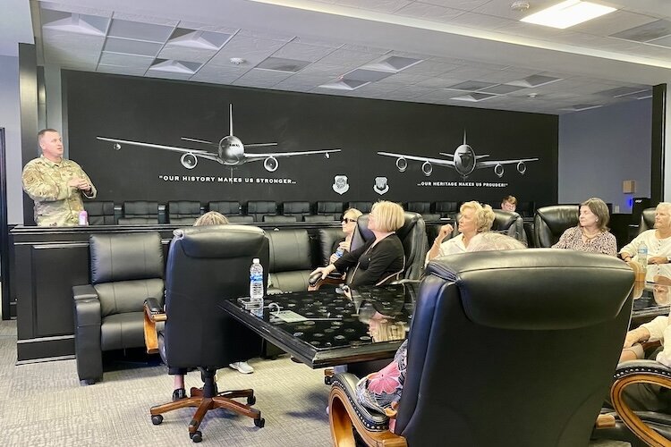 Capt. Cory Maffeo, Commander Executive, 6th Air Refueling Wing, explains how the KC-135s provide refueling support for all branches of the U.S. military and Allied Forces around the world.