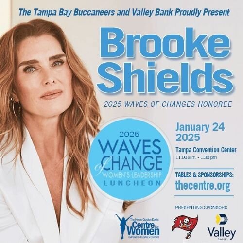 Actress, producer, author, model, and mental health advocate Brooke Shields is the national honoree and featured speaker at the Helen Gordon Davis Centre for Women Waves of Change luncheon in January. 