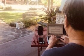 Palladium Executive Director Paul Wilborn works from home during the coronavirus outbreak.