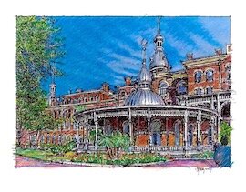 University of Tampa minarets sketch by John Pehling.