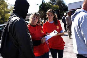 Volunteers gather information about the homeless to achieve as accurate a count as possible.