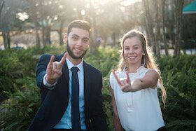 USF Student Body VP Gustavo Spangher and President Claire Mitchell.