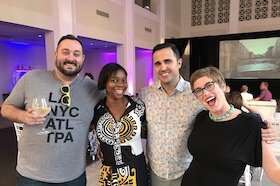 Film Tampa Bay Executive Director Tyler Martinolich, Lawyer Ann-Eliza Musoke Taylor, Creative Director Michael Martz, and Martz's wife Photographer Amy Martz of Second Screen Cult Cinema.