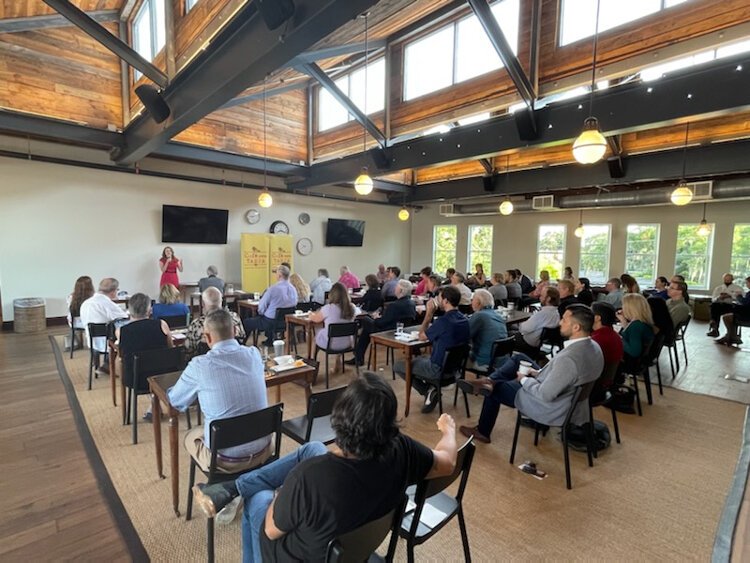 Hillsborough TPO Executive Director Beth Alden draws a large crowd to her Café con Tampa talk on transportation funding.