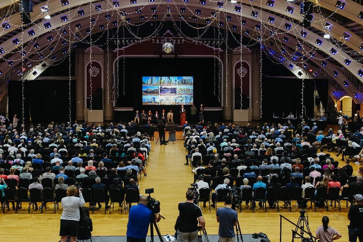 A crowd of hundreds filled The Coliseum on January 4th for a community meeting on the redevelopment proposals for the Tropicana Field property.