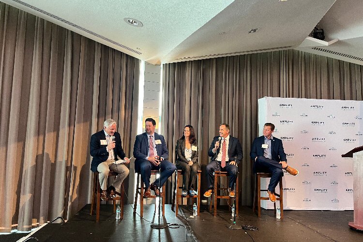 Clearwater Mayor Bruce Rector takes a question during AMPLIFY Clearwater's annual State of the Community event. Collaborating with partners like AMPLIFY on economic development is a priority for Rector.