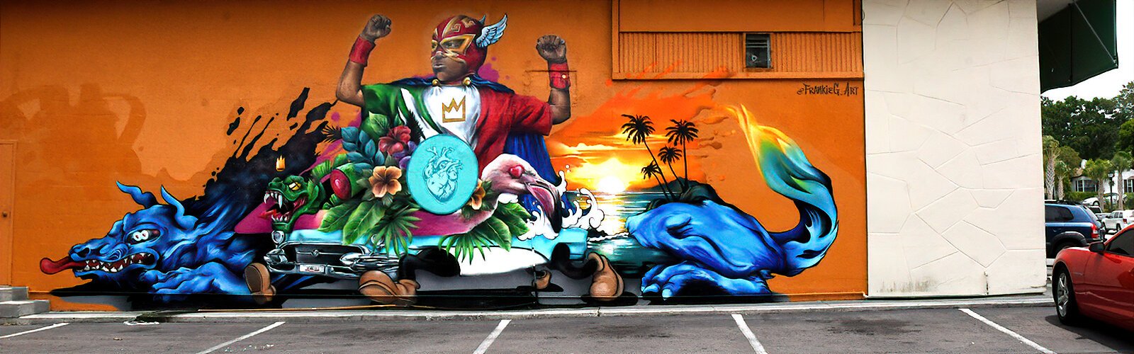 Artist Frankie G created the mural “Familia” at El Ranchito De Pepe in Clearwater's Downtown Gateway area for the Art Oasis Mural Festival.
