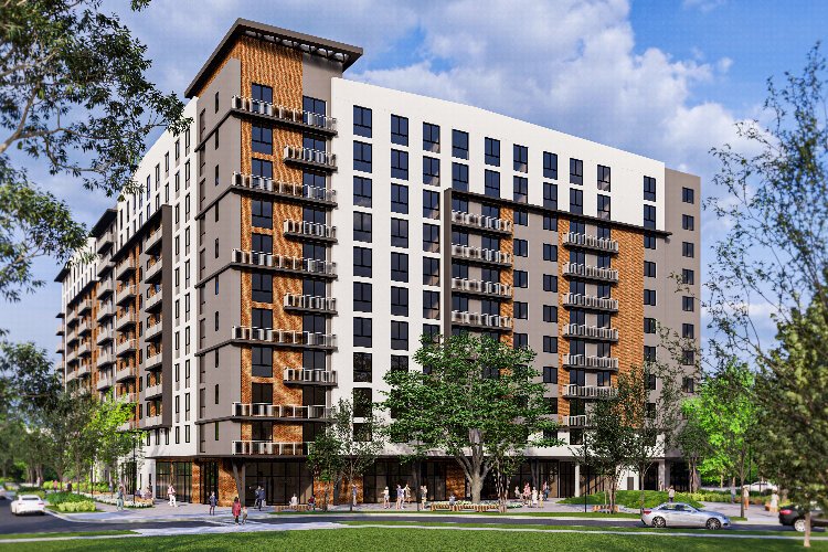 Gallery at Rome Yards, an 11-story, 234-unit apartment building that will be 80 percent affordable and workforce housing, is the first piece of the mixed-use Rome Yards development.