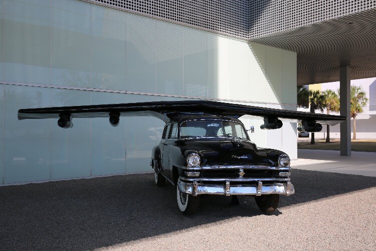 “Hybrid of a Chrysler,” an installation by renowned Cuban artist Esterio Segura featuring a 1953 Chrysler with a 31-foot wingspan, was previously on display at the Tampa Museum of Art in 2016.