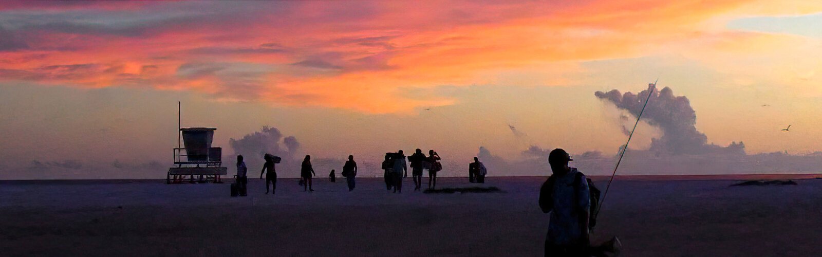 At twilight, the last stragglers reluctantly leave the sandy beaches of Fort De Soto Park.