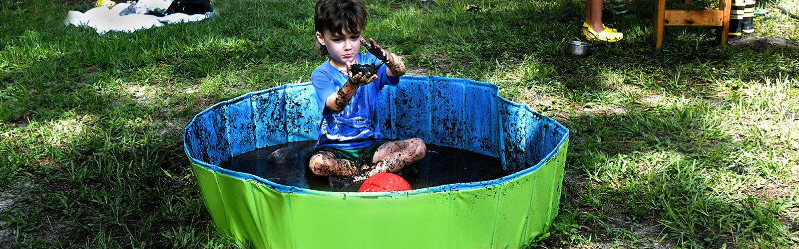 For Killian, 6, playing in a mud pool and making mud pies is a way of exploring his creativity and experiencing the joy of free play. 