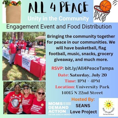 All 4 Peace on July 20th at University Park is SEANS Love Project's first community event.