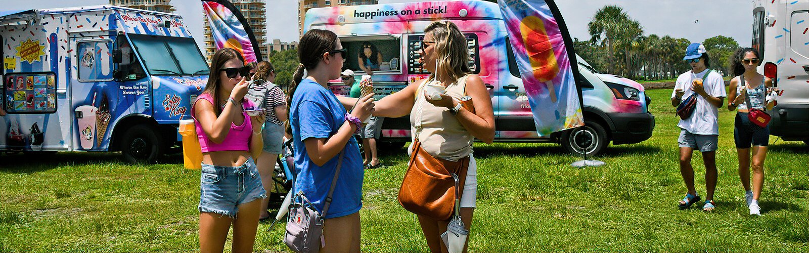 The best way to celebrate National Ice Cream Day is with ice cream vendors serving their best creations to an excited public.