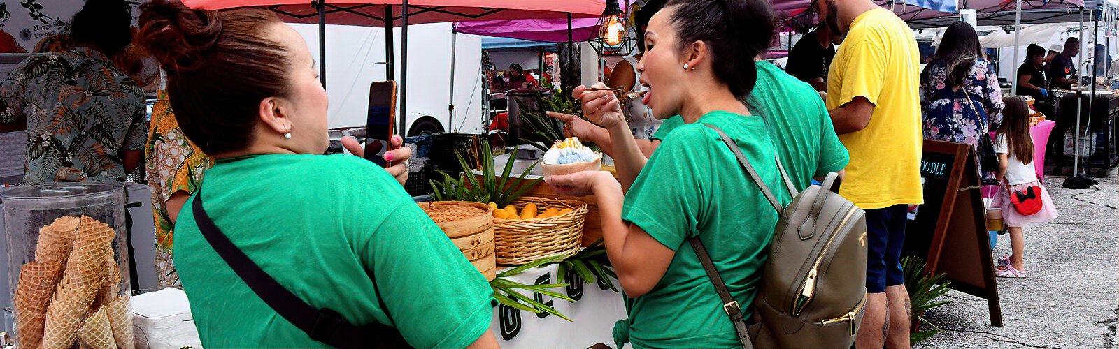  A friend savoring a tasty coconut dessert from Cococello 109 is worth a picture.