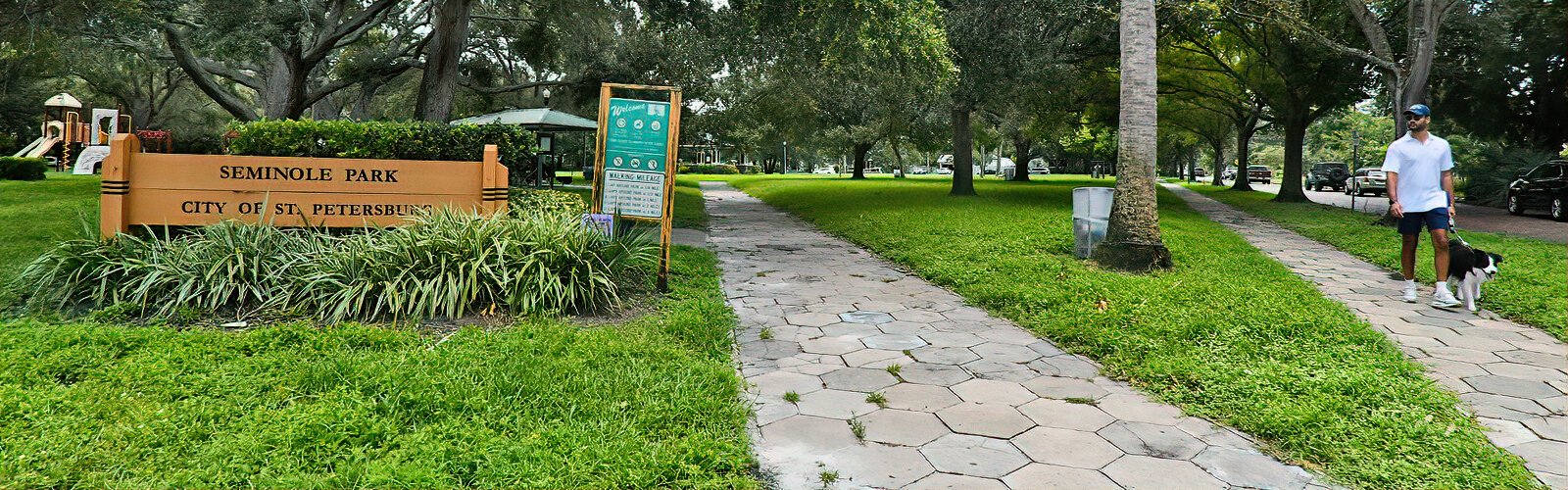 Donated to the city by Historic Kenwood’s first developer Charles Hall on the stipulation its name never be changed, Seminole Park is a pleasant place to walk the dogs and enjoy the outdoors.