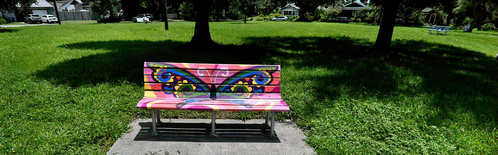 Formed by artists living in Kenwood, the Artist Enclave of Historic Kenwood brought public art to the neighborhood by painting the nine benches of Seminole Park.