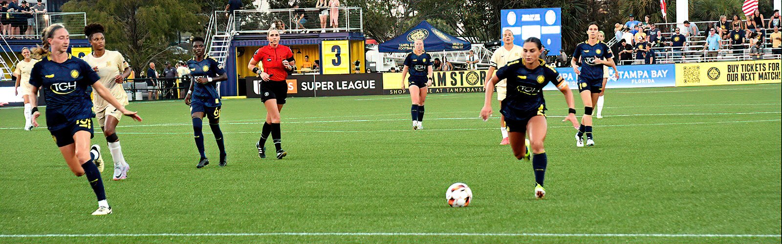 The first professional women’s soccer team in the Bay Area, the Tampa Bay Sun FC takes the pitch in the freshly renovated Riverfront Stadium for its first-ever match.