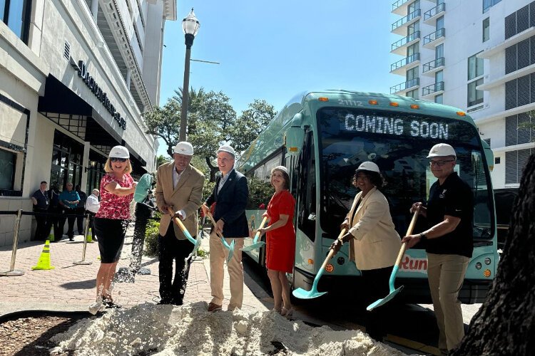 PSTA marked the impending start of construction on a new SunRunner station in downtown St. Pete with an August 16th groundbreaking ceremony. 