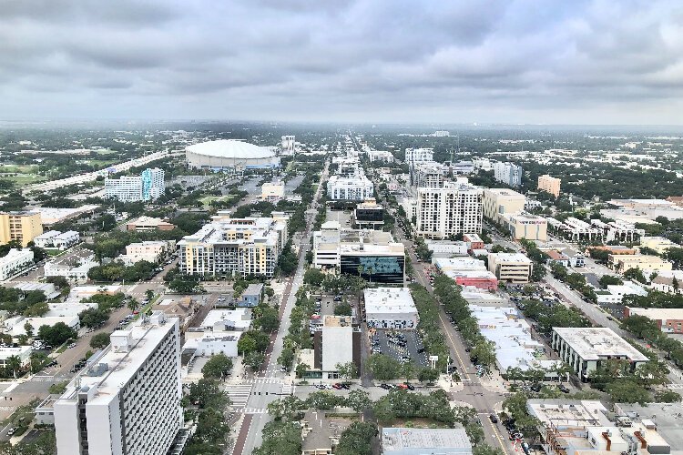 The view looking west from the 38th floor of The Residences at 400 Central.