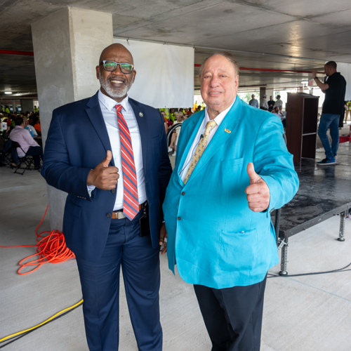 St. Petersburg Mayor Ken Welch and Red Apple Group founder and CEO John Catsimatidis Sr. at the topping out ceremony for The Residences at 400 Central.