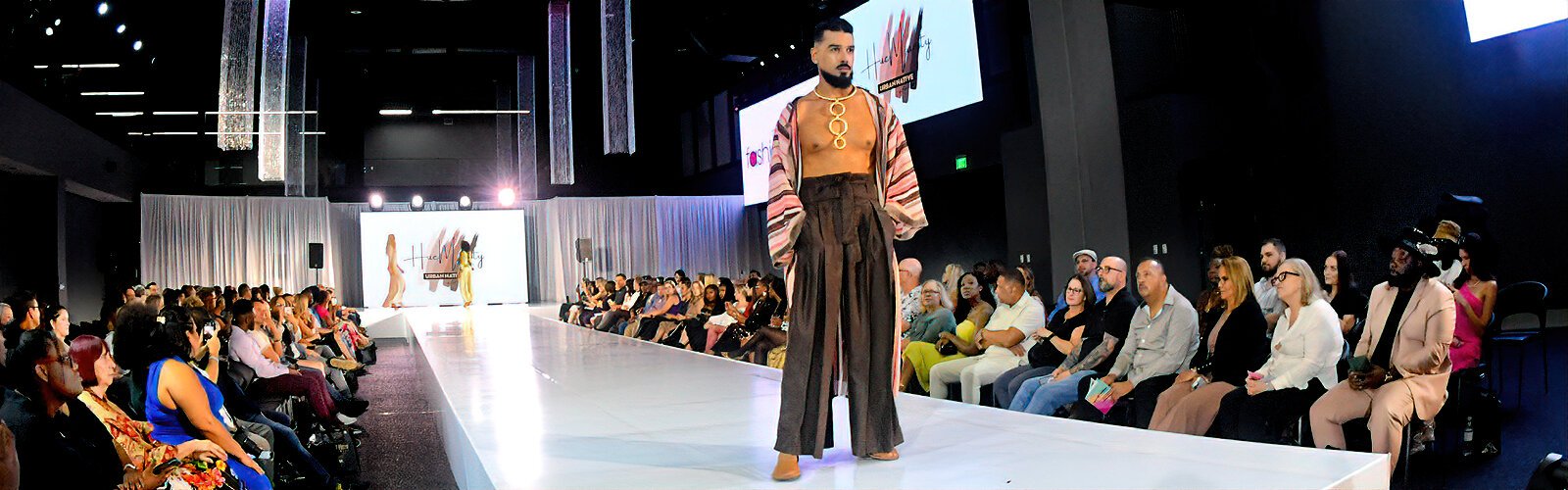 URBAN NATIVE, a cross-culture lifestyle brand by CEO and lead designer Erik Wise, is showcased at a Tampa Bay Fashion Week runway show.