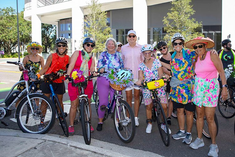 Tampa Mayor Jane Castor and members of the Fancy Women Bike Ride at the 2nd annual Tampa World Car-Free Day.