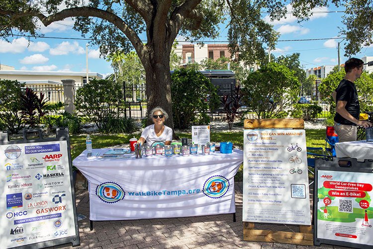 Walk Bike Tampa board member Janet Scherberger during Tampa World Car-Free Day