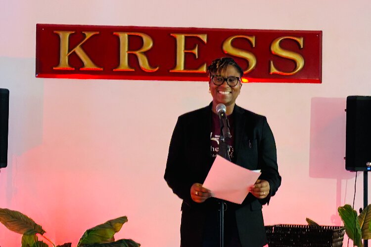 Kitchen Table Literary Arts Executive Director Sheree L. Greer welcomes guests to the nonprofit's 10th anniversary celebration September 8th at the Kress Contemporary