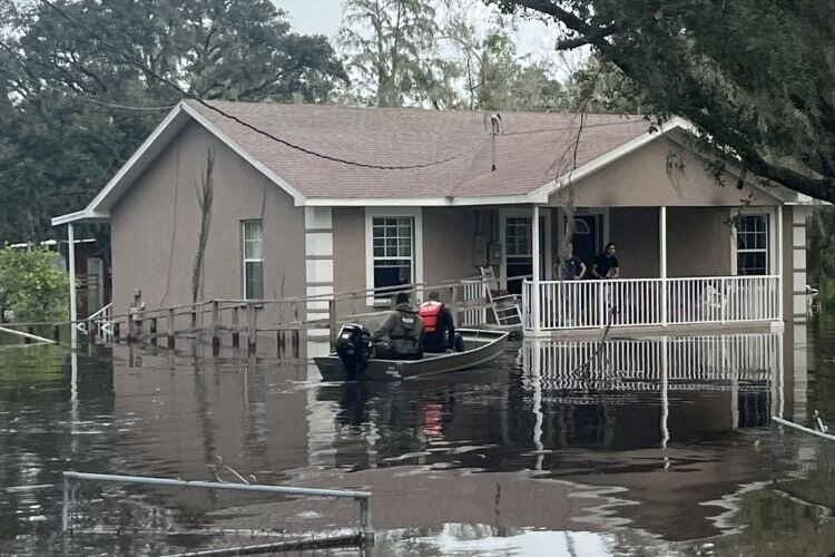 The back to back combination of Helene and Milton flooded houses across the Bay Area, like this home in Lithia near the Alafia River.