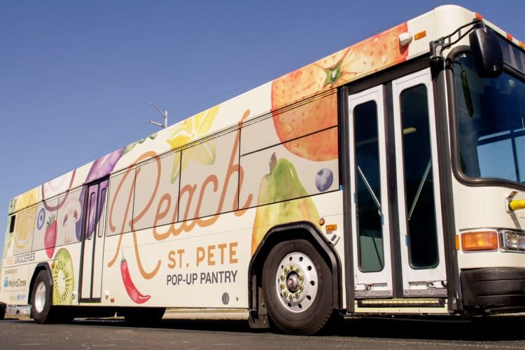 Nonprofit Reach St. Pete's Pop-Up Pantry, a donated and converted city bus, has been a part of hurricane supply distribution efforts.