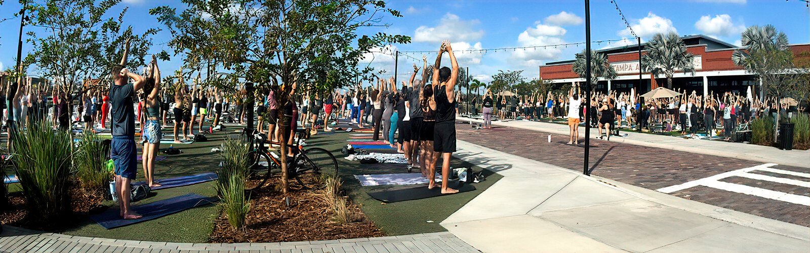 Free and open to yoga practitioners of all levels, the hurricane relief event attracts hundreds of participants to the lawn of Armature Works in Tampa. 