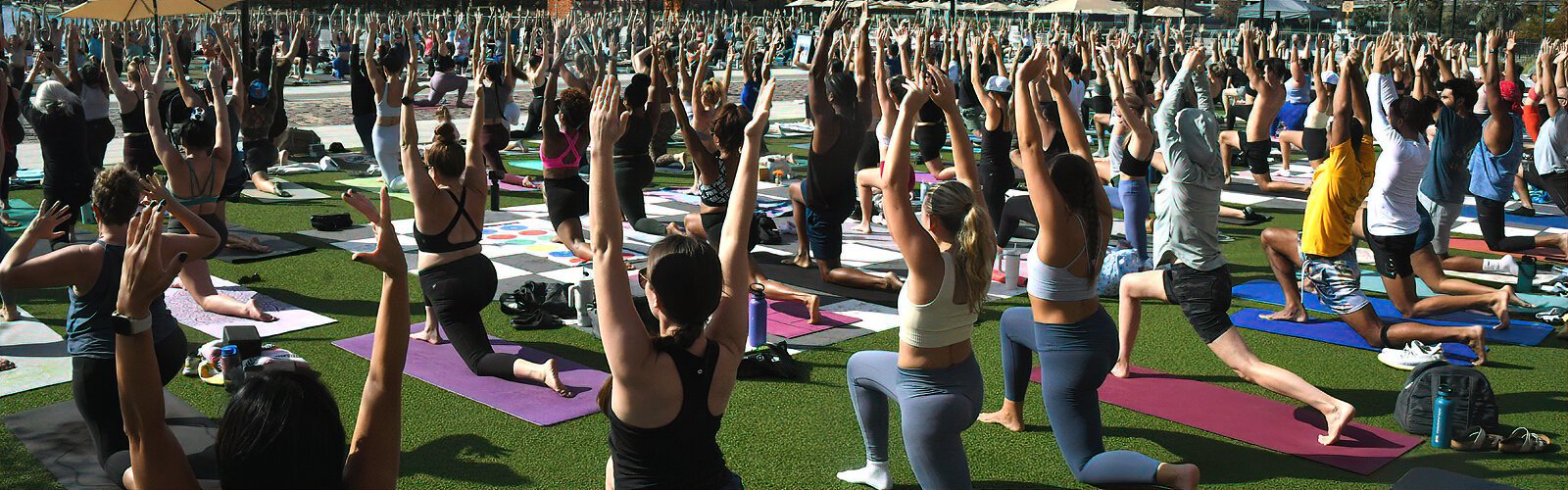 Facing the Hillsborough River, the Armature Works lawn becomes a yoga sanctuary enjoyed by hundreds in support of Feeding Tampa Bay.