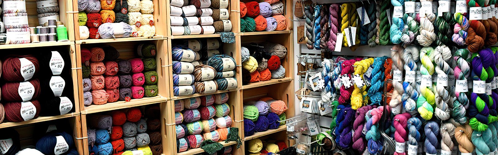 Pop Yarn in the Kress Contemporary sells a variety of yarn sourced from wool, cotton, cashmere, alpaca, silk, and banana tree fibers, perfect for knitting and crocheting.