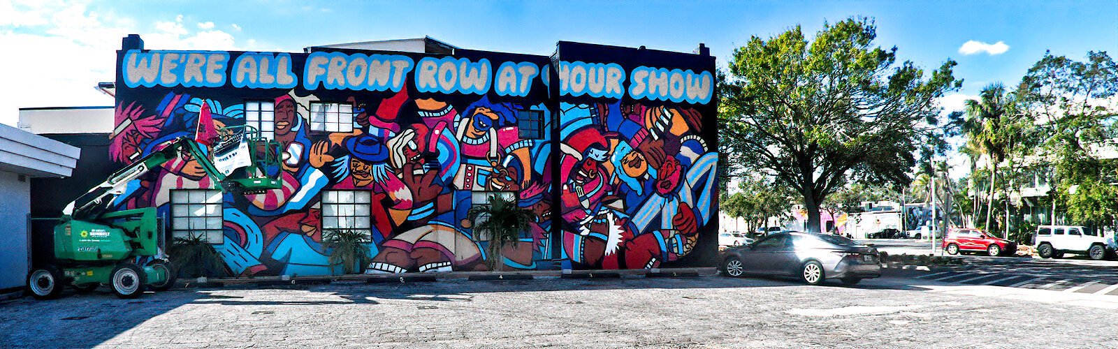 Atlanta-based artist George F. Baker III’s mural adorns The Studio@620, a pillar of the creative community in St Pete.