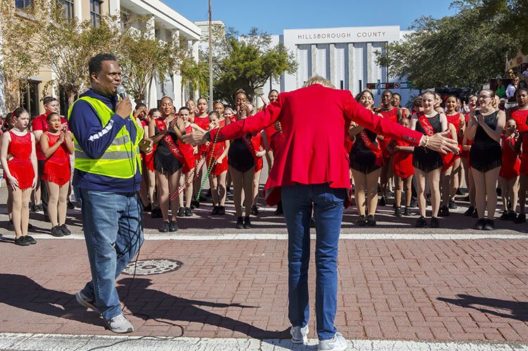 Tampa Mayor Jane Castor thanks the Santa Fest crowd for singing "Happy Birthday" to her. 