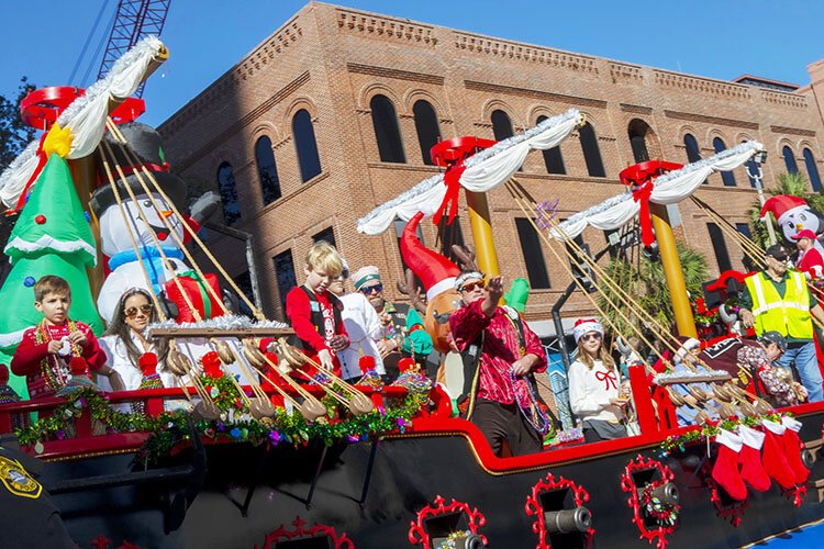 Marching bands, dance troupes, festive  Krewe floats, and Santa are all part of Tampa's 44th annual Santa Fest & Tree Lighting.