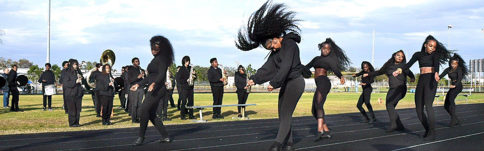 Dancers from Lakewood High give a high energy performance in front of the school's marching band at the MLK Dream Big Educational Band Showcase.