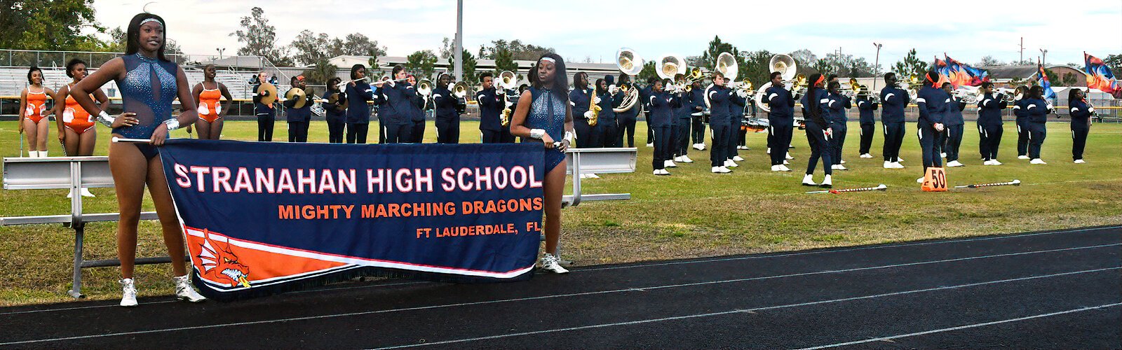 The Stranahan High School Mighty Marching Dragons from Ft Lauderdale participate in the MLK Battle of the Bands at Gibbs High School in St Petersburg.