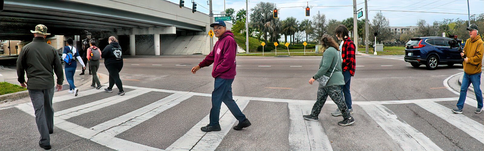 The West Tampa Black History walking tour moves along North Boulevard, the western boundary of Roberts City, an ethnically and racially diverse neighborhood built by the cigar industry and razed in the mid-1960s in the name of urban renewal.