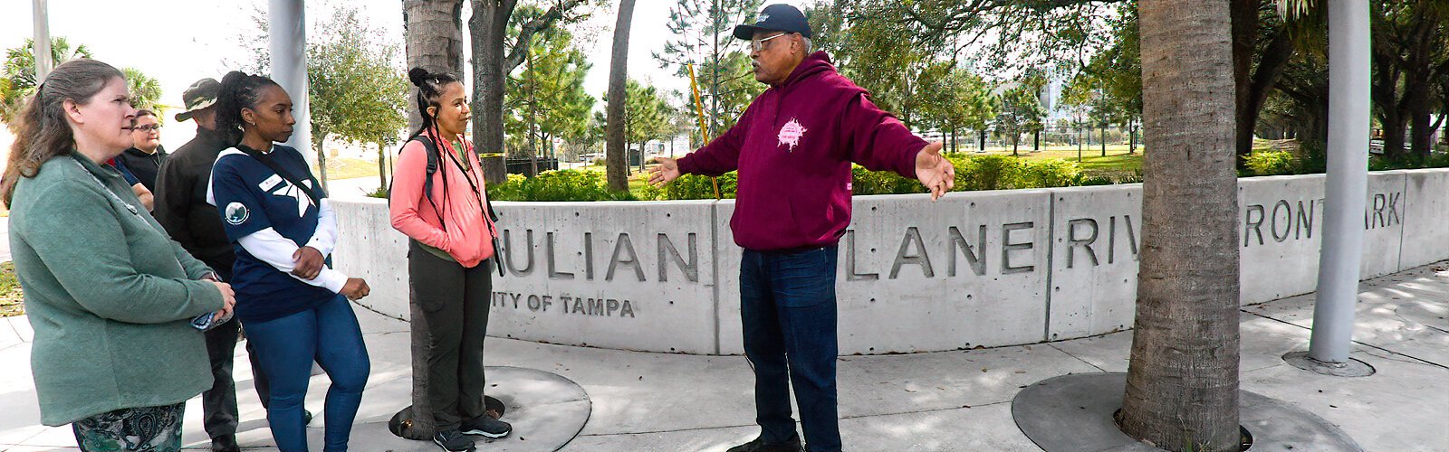 Back at the Julian B. Lane Waterfront Park, Fred Hearns explains how Mayor Lane provided a police escort to the students at the Woolworth sit-ins and how he greatly encouraged racial equality.