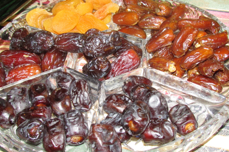 During Ramadan, Dates, a Middle Eastern fruit, are often the first food item eaten along with water to break the fast. 